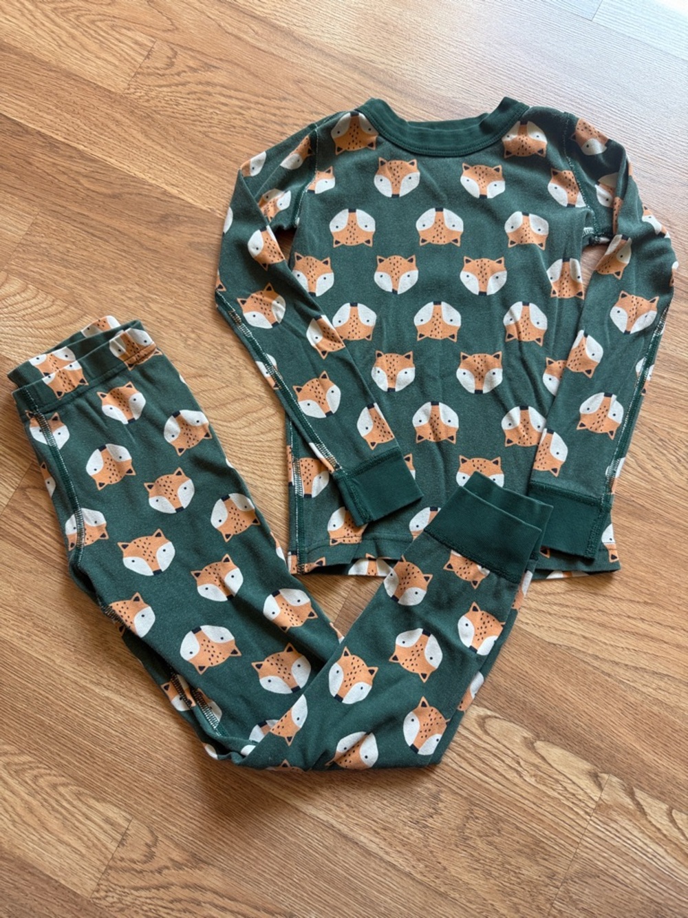 Hanna Andersson Organic Kids Green Fox Print Pajama Set 4/6 120cm